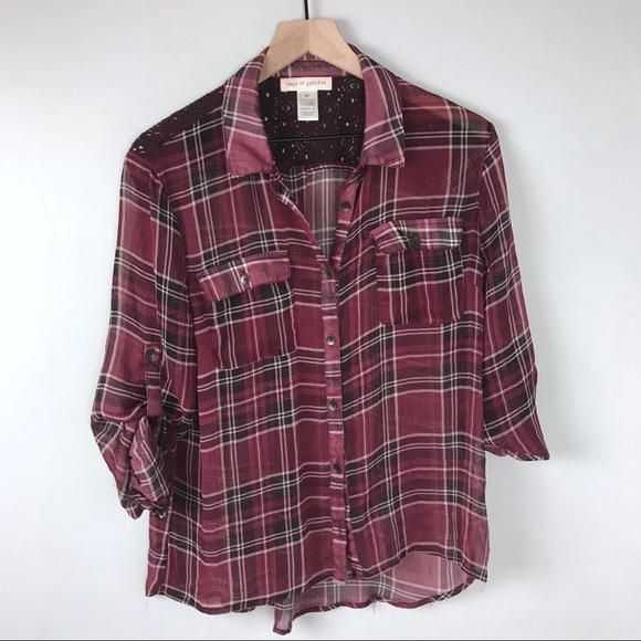 Band Of Gypsies Sheer Flannel Shirt 